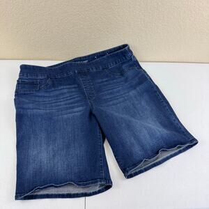 Chicos Size 3P PETITE Denim Shorts Womens 16P Slim Leg Blue Jeans Pull On 9"
